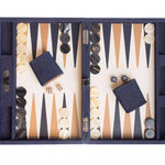 Backgammon Hector Saxe - Jeans / Cuir - Moyen - Backgammon en cuir - Rouge et Noir