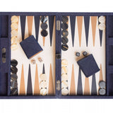 Backgammon Hector Saxe - Jeans / Cuir - Moyen - Backgammon en cuir - Rouge et Noir