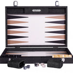 Backgammon Hector Saxe - Jeans Noir / Cuir - Grand - Backgammon en cuir cadeau bel objet - Rouge et Noir