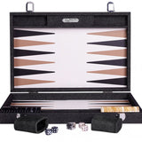 Backgammon Hector Saxe - Jeans Noir / Cuir - Grand - Backgammon en cuir cadeau bel objet - Rouge et Noir