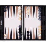 Backgammon Hector Saxe - Jeans Noir / Cuir - Grand - Backgammon en cuir cadeau bel objet - Rouge et Noir