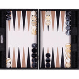 Backgammon Hector Saxe - Jeans Noir / Cuir - Grand - Backgammon en cuir cadeau bel objet - Rouge et Noir