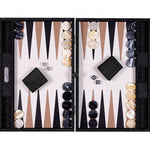 Backgammon Hector Saxe - Jeans Noir / Cuir - Grand - Backgammon en cuir cadeau bel objet - Rouge et Noir