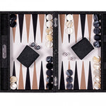 Backgammon Hector Saxe - Jeans Noir / Cuir - Moyen - Backgammon en cuir cadeau bel objet - Rouge et Noir