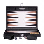 Backgammon Hector Saxe - Jeans Noir / Cuir - Moyen - Backgammon en cuir cadeau bel objet - Rouge et Noir