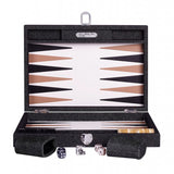 Backgammon Hector Saxe - Jeans Noir / Cuir - Moyen - Backgammon en cuir cadeau bel objet - Rouge et Noir