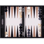 Backgammon Hector Saxe - Jeans Noir / Cuir - Moyen - Backgammon en cuir cadeau bel objet - Rouge et Noir