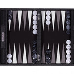 Backgammon Hector Saxe - Jeans Noir / Fonds Noir - Moyen - Backgammon en cuir vegan - Rouge et Noir