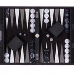 Backgammon Hector Saxe - Jeans Noir / Fonds Noir - Moyen - Backgammon en cuir vegan - Rouge et Noir