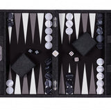 Backgammon Hector Saxe - Jeans Noir / Fonds Noir - Moyen - Backgammon en cuir vegan - Rouge et Noir