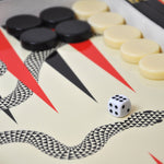 Backgammon Luxe en bois laqué - Serpent - Backgammon en bois laqué de luxe marqueté cadeau adulte - Rouge et Noir