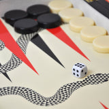 Backgammon Luxe en bois laqué - Serpent - Backgammon en bois laqué de luxe marqueté cadeau adulte - Rouge et Noir