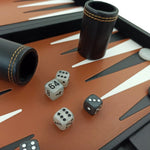 Backgammon marqueté simili cuir - MM - Noir - Backgammon en cuir vegan - Rouge et Noir