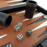 Backgammon marqueté simili cuir - MM - Noir - Backgammon en cuir vegan - Rouge et Noir