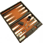 Backgammon marqueté simili cuir - MM - Noir - Backgammon en cuir vegan - Rouge et Noir