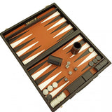 Backgammon marqueté simili cuir - MM - Noir - Backgammon en cuir vegan - Rouge et Noir