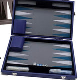 Backgammon Prestige - PM - Bleu - Backgammon en cuir vegan - Rouge et Noir