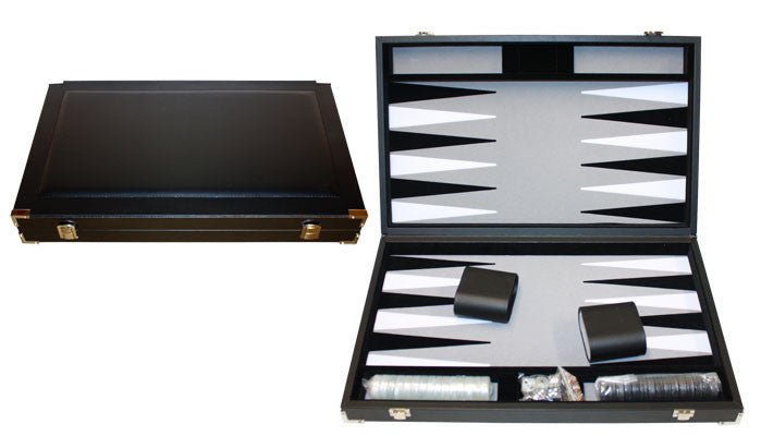 Backgammon style cuir - Prestige - Noir - Backgammon en cuir vegan - Rouge et Noir