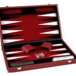 Backgammon style cuir - Prestige - Rouge - Backgammon en cuir vegan - Rouge et Noir