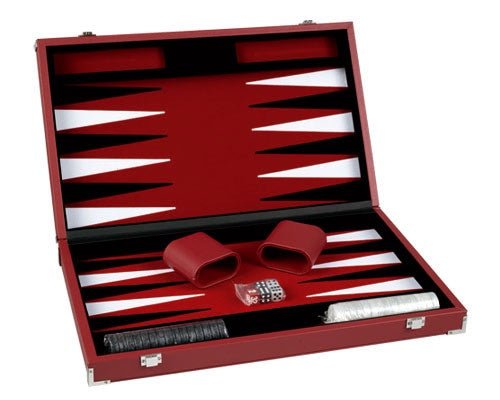 Backgammon style cuir - Prestige - Rouge - Backgammon en cuir vegan - Rouge et Noir