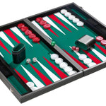 Backgammon style Cuir - Surpiqué blanc - Compétition - Backgammon en cuir vegan - Rouge et Noir