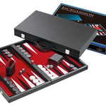 Backgammon style Cuir - Surpiqué - Rouge - Backgammon en cuir vegan - Rouge et Noir