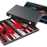 Backgammon style Cuir - Surpiqué - Rouge - Backgammon en cuir vegan - Rouge et Noir