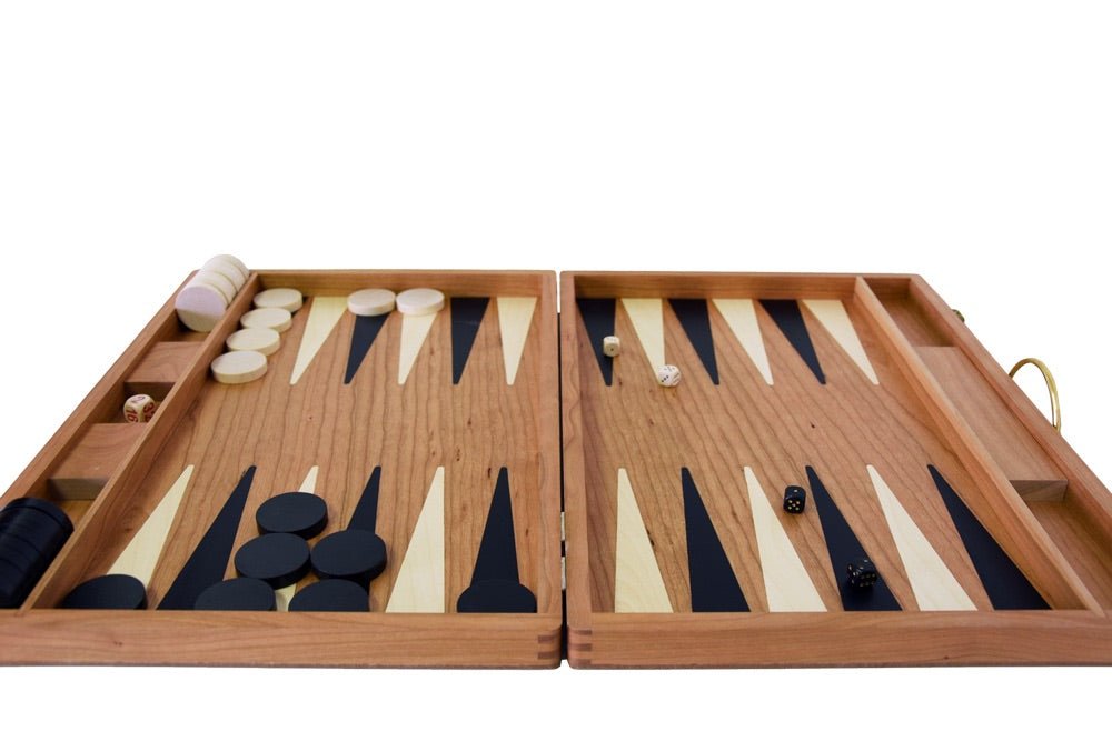 Backgammon Ulbrich - Cerisier - MM - Backgammon en bois marqueté - Rouge et Noir