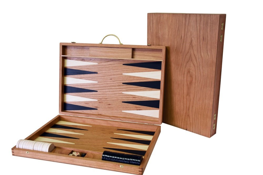 Backgammon Ulbrich - Cerisier - MM - Backgammon en bois marqueté - Rouge et Noir