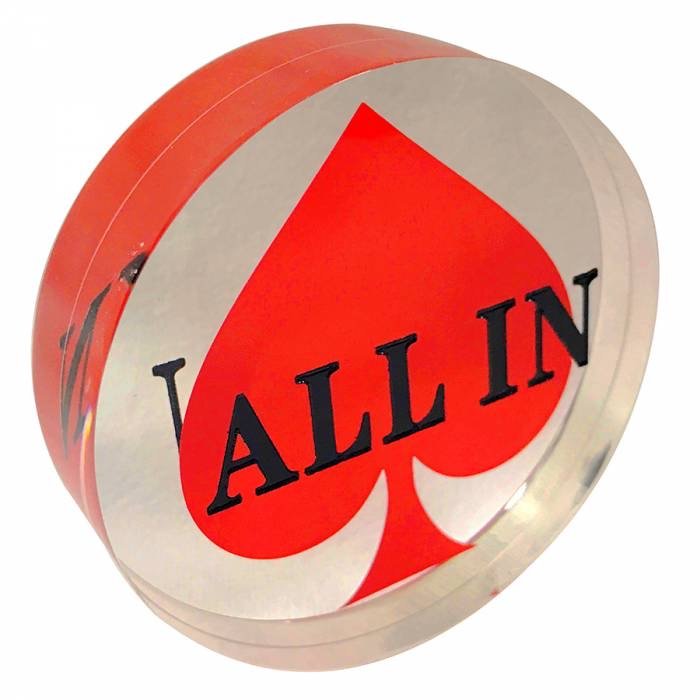 Bouton All in - Transparent - accessoire de poker - Rouge et Noir