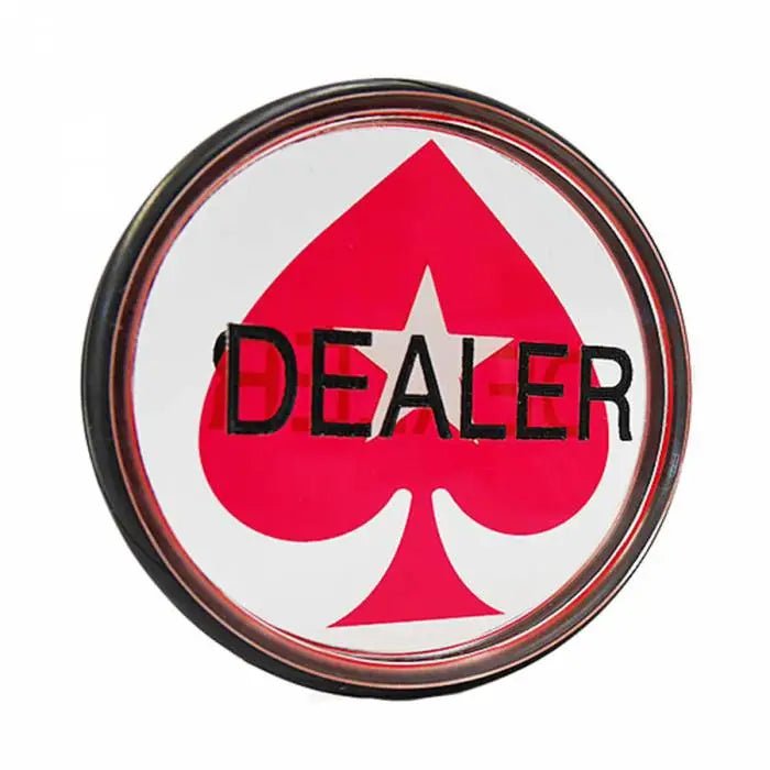 Bouton Transparent - Dealer - 45mm - accessoire de poker - Rouge et Noir