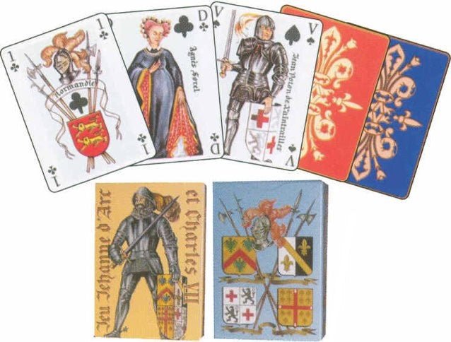 Cartes Jeanne d'Arc et Charles VII - Cartes à jouer - Rouge et Noir