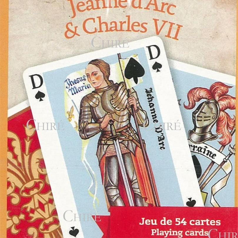 Cartes Jeanne d'Arc et Charles VII - Cartes à jouer - Rouge et Noir