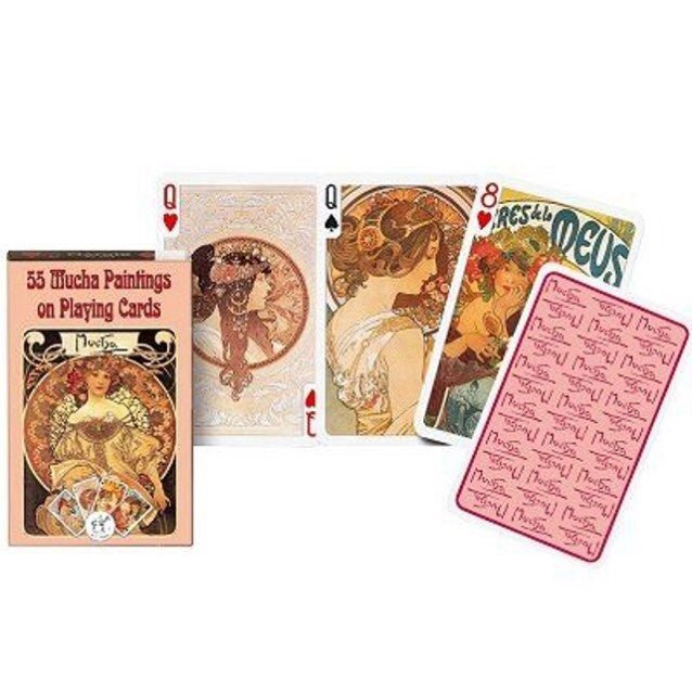 Cartes Mucha - jeu de cartes illustrées - Rouge et Noir