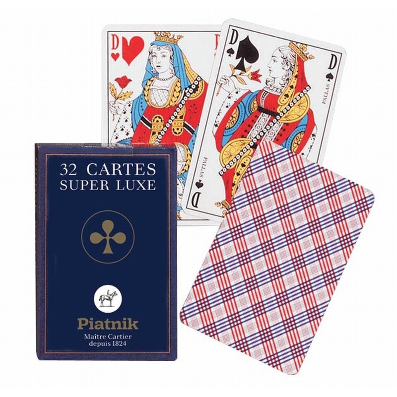 Cartes Piatnik - Super Luxe - 32 cartes - jeu de cartes de belote - Rouge et Noir