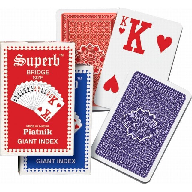 Cartes Superb - Index géant - Piatnik - jeu de cartes illustrées - Rouge et Noir