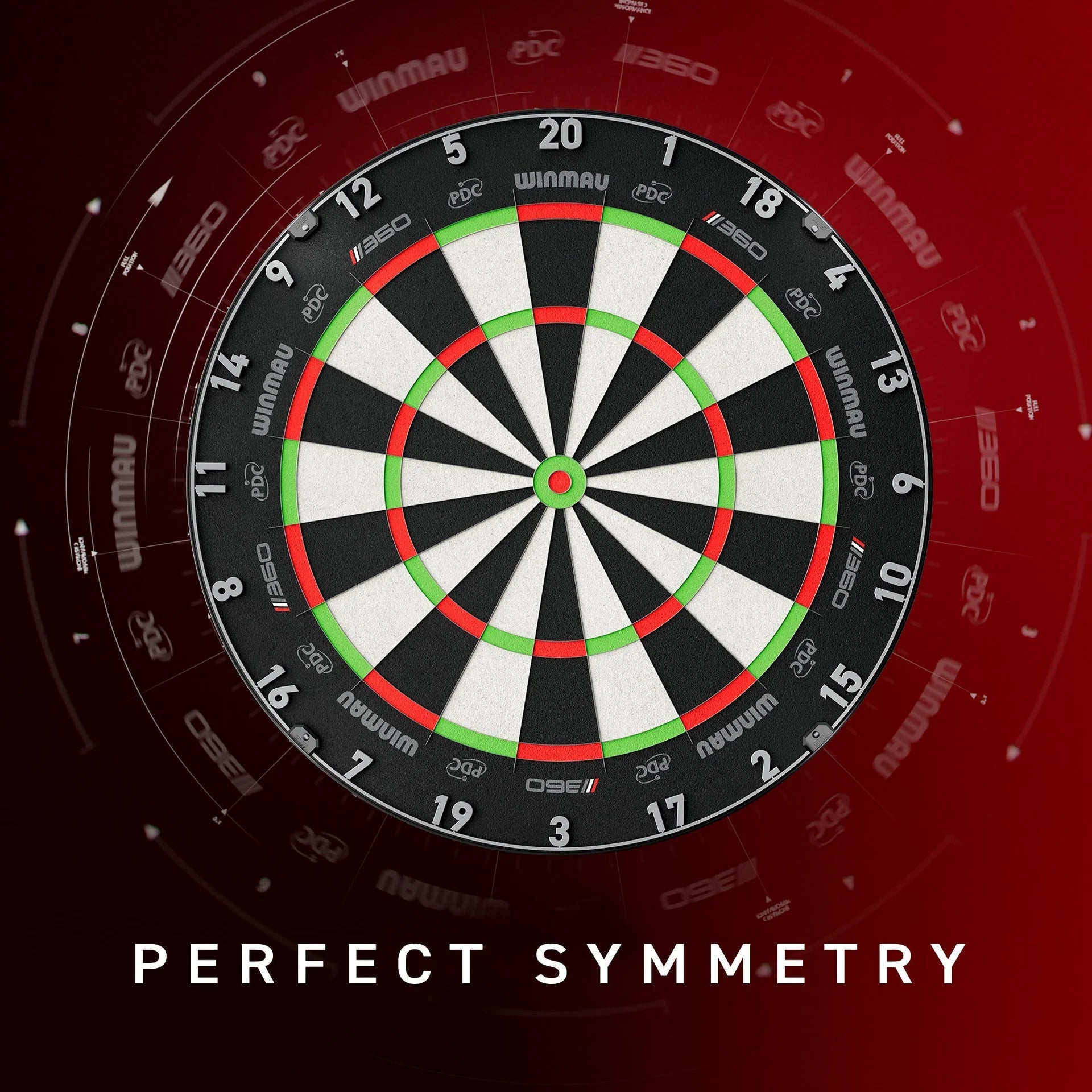 Cible fléchettes professionnelle - Winmau Blade 360 Triple Core - Officielle PDC - cible de fléchettes - Rouge et Noir