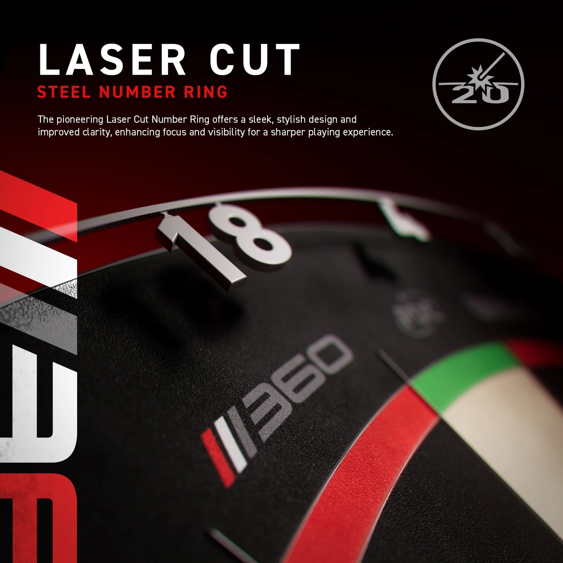Cible fléchettes professionnelle - Winmau Blade 360 Triple Core - Officielle PDC - cible de fléchettes - Rouge et Noir