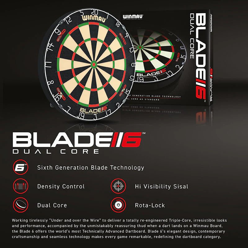 Cible fléchettes professionnelle - Winmau Blade 6 Dual Core - cible de fléchettes - Rouge et Noir
