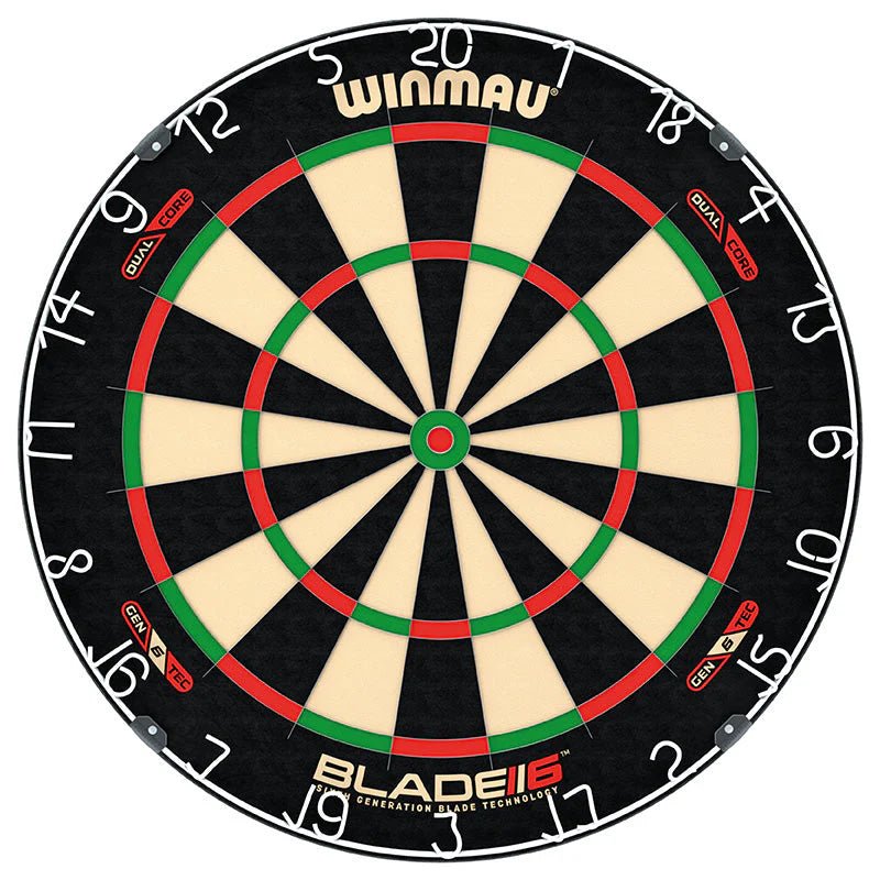 Cible fléchettes professionnelle - Winmau Blade 6 Dual Core - cible de fléchettes - Rouge et Noir