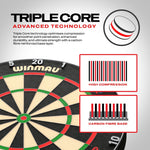 Cible fléchettes professionnelle - Winmau Blade 6 Triple Core - Officielle PDC - cible de fléchettes - Rouge et Noir