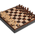 Coffre dames / échecs / backgammon - magnétique - 20 cm - Coffre d'échecs et jeu d'échecs de voyage - Rouge et Noir