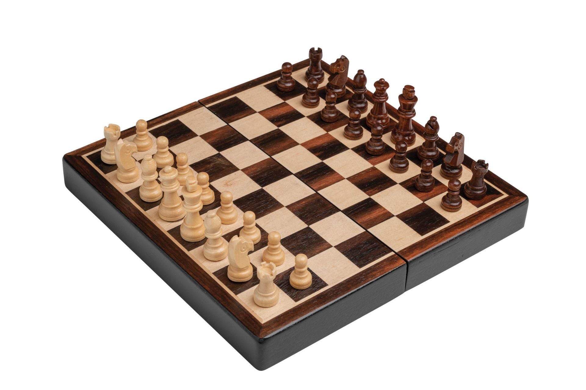 Coffre dames / échecs / backgammon - magnétique - 20 cm - Coffre d'échecs et jeu d'échecs de voyage - Rouge et Noir