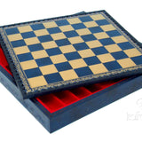 Coffre échiquier en Salpa - Bleu - jeu d'échecs échiquier classique et décoratif - Rouge et Noir
