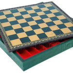 Coffre échiquier en Salpa - Vert - jeu d'échecs échiquier classique et décoratif - Rouge et Noir