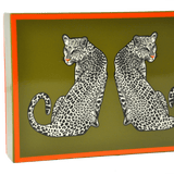 Coffret bridge luxe en bois laqué - Leopard - jeu de cartes coffret bridge à jouer coffret de cartes luxe - Rouge et Noir