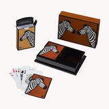 Coffret bridge luxe en bois laqué - Zèbre - jeu de cartes coffret bridge à jouer coffret de cartes luxe - Rouge et Noir