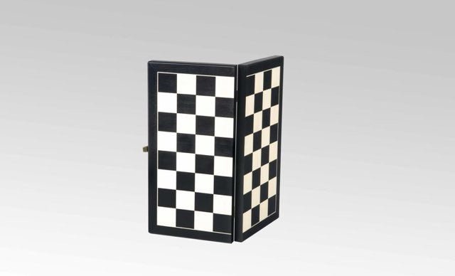 Coffret d'échecs en bois pliant - Ulbrich - Sycomore / Poirier teinté - Coffre d'échecs et jeu d'échecs de voyage - Rouge et Noir