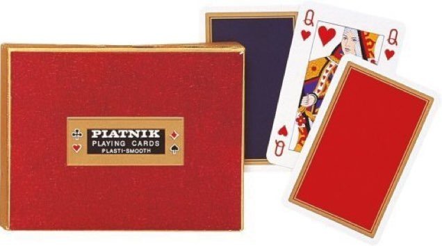 Coffret double Piatnik - Monogram Bleu et Rouge - jeu de cartes bridge - Rouge et Noir