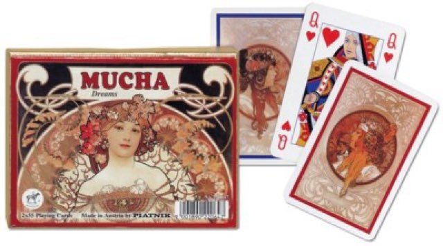 Coffret double Piatnik - Mucha - Dreams - jeu de cartes bridge - Rouge et Noir